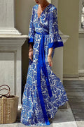 Bohemian Vintage Floral Bandage V Neck Printed Dresses