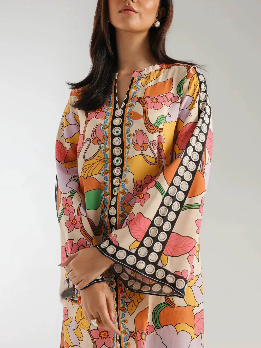 Bohemian Ethnic Print Colorblock Wide-Leg Pants