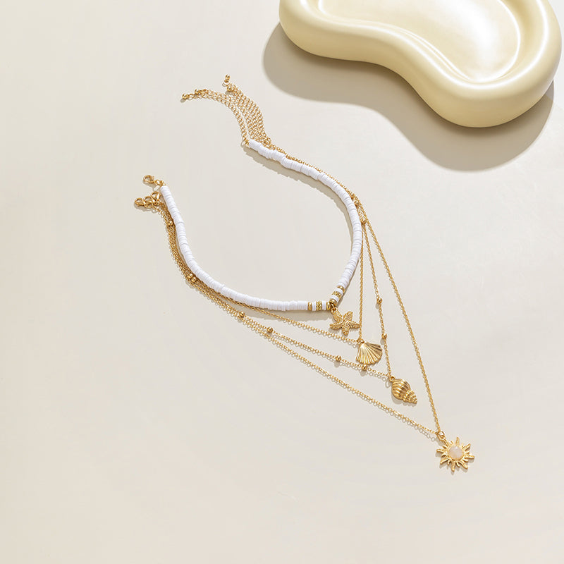 Bohemian Sunflower Multi-layer Pearl Shell Necklace