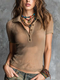 Bohemian Sheer Knit Polo Top
