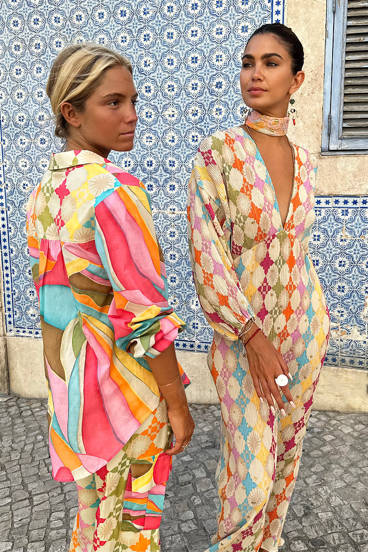 Bohemian Printed Puff Sleeve Dress