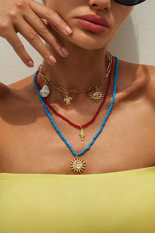 Bohemian Sunflower Multi-layer Pearl Shell Necklace