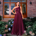 One Shoulder Sleeveless Elegant Diagonal Collar Waist Tight Beach Vacation Long Bohemian Large Swing Dress